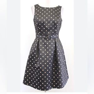 White House Black Market Black and White Polka Dot Sleeveless Cocktail Dress
